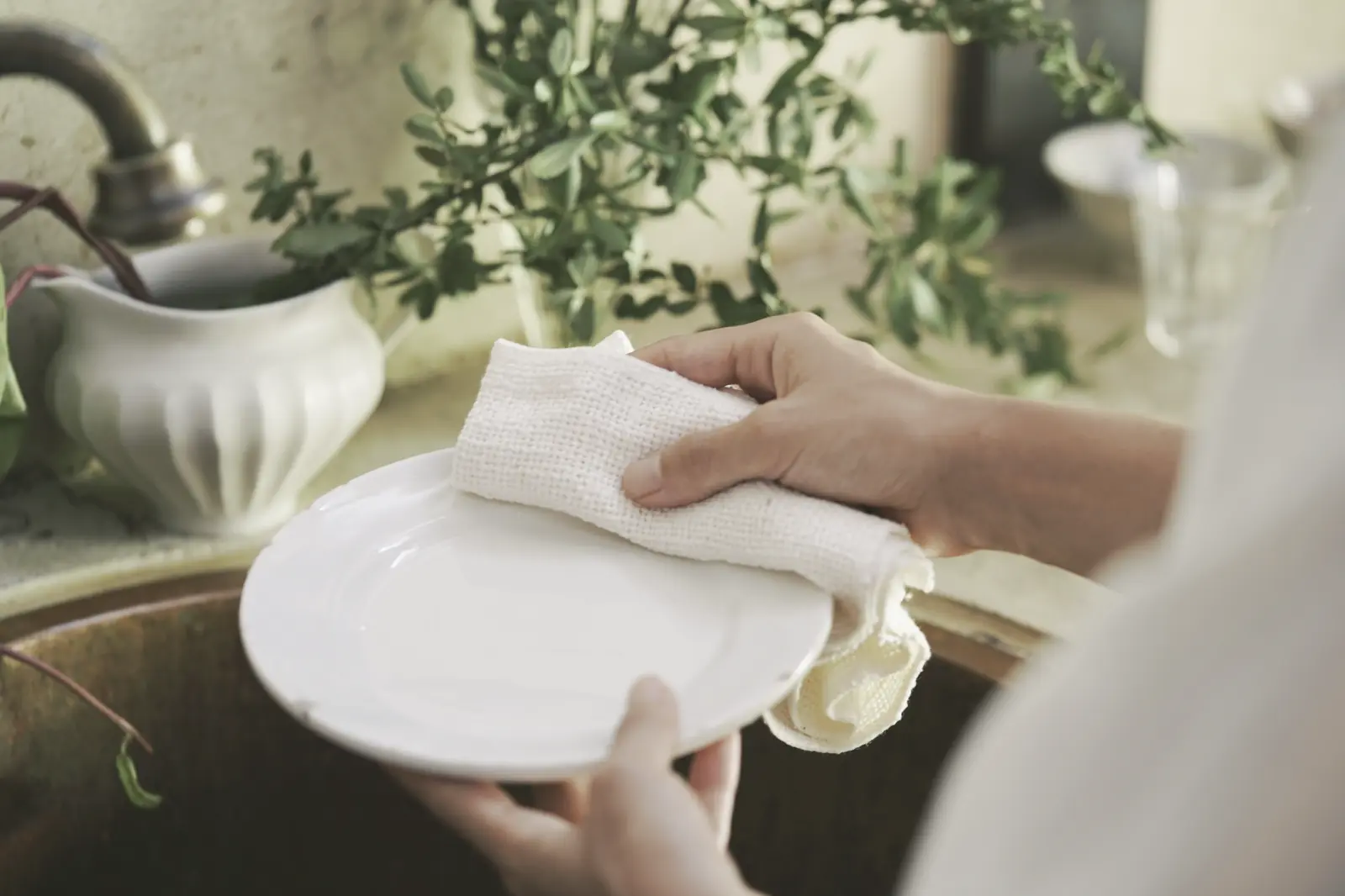 ガラ紡 和紡布ふきん 綿100% 台所 食器洗い 益久染織研究所