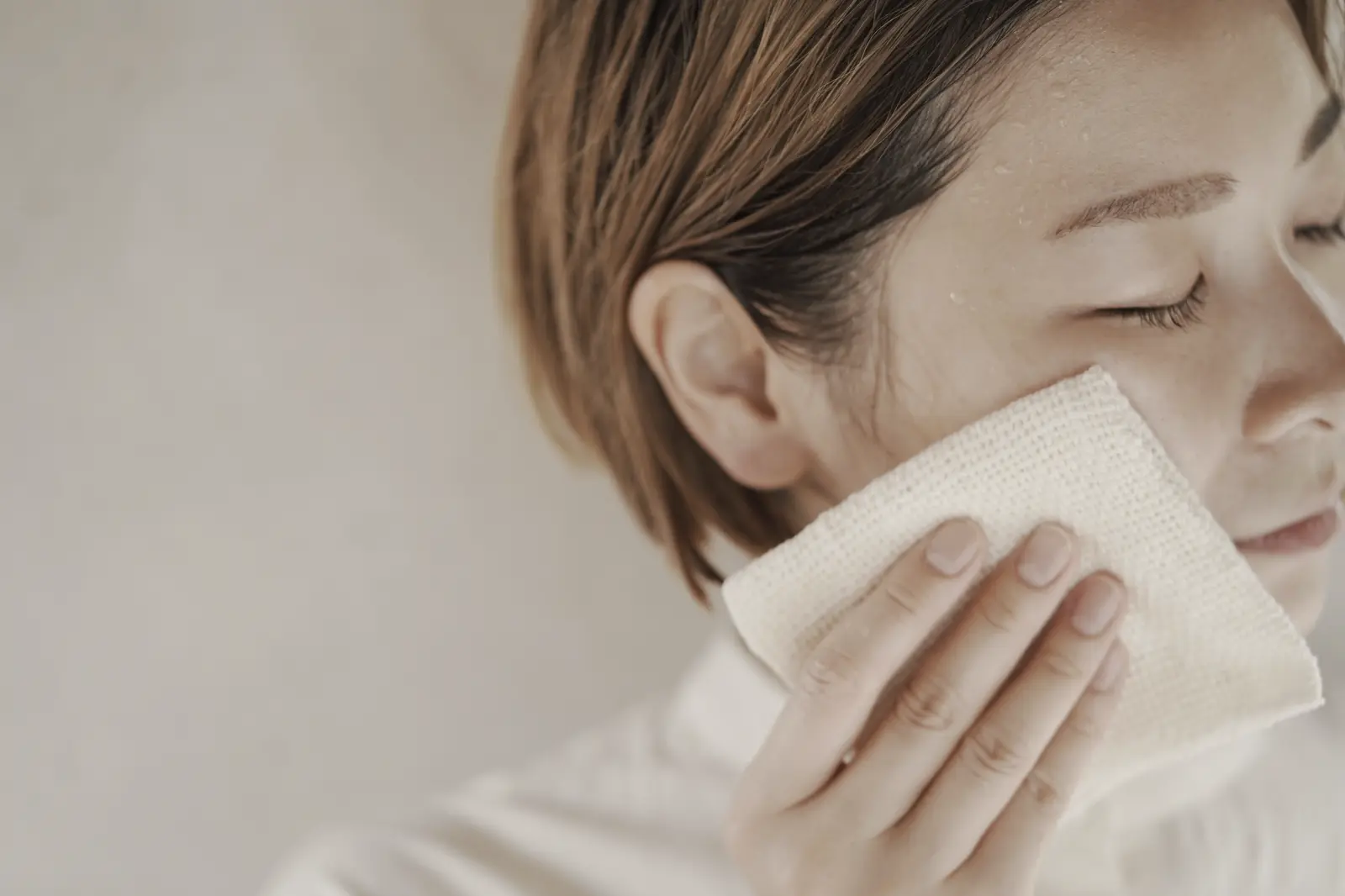 ガラ紡 和紡布 洗顔クロス 石鹸いらず 乾燥肌 敏感肌 綿100% 益久染織研究所